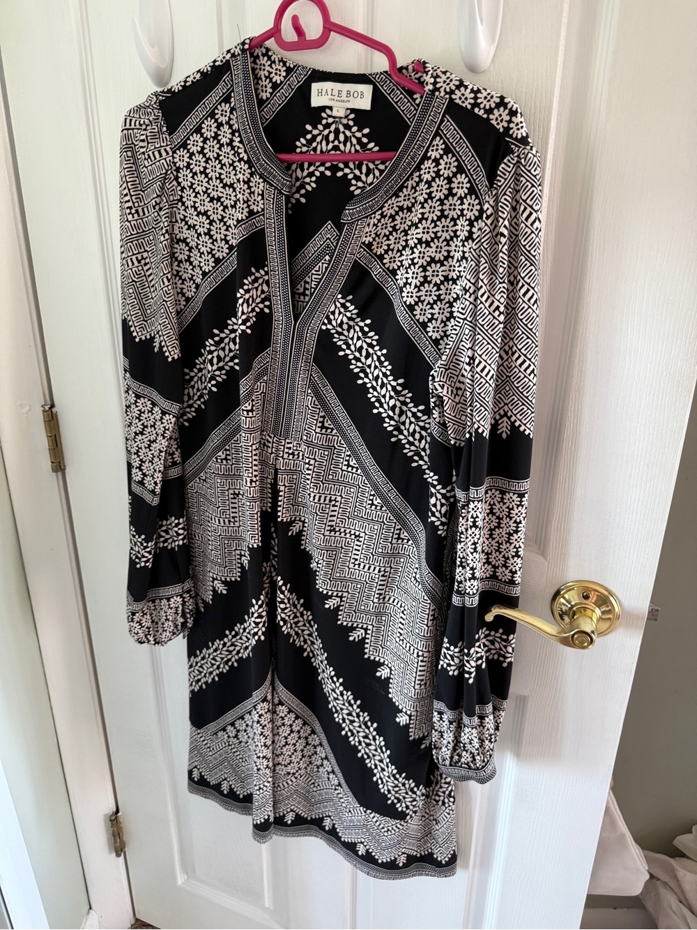 Hale Bob Black and White Floral Printed Dress